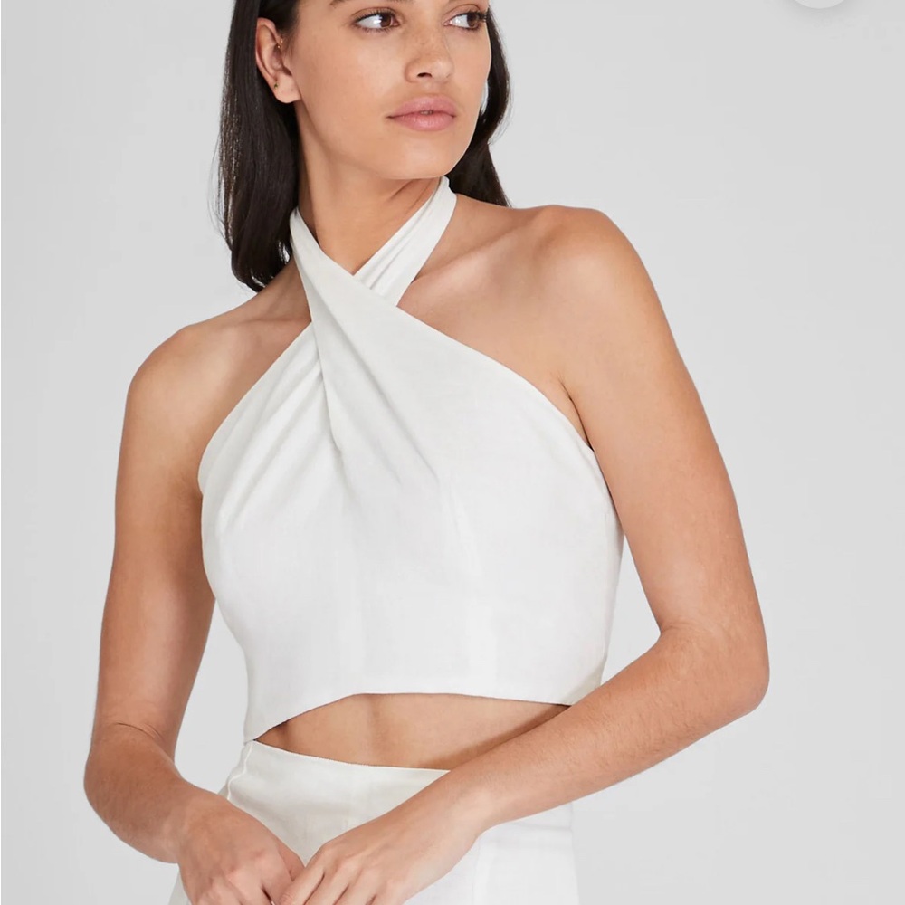 Club Monaco Cream Floral Halter Top